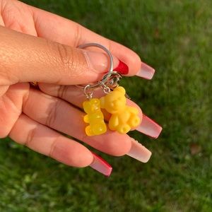 Cute yellow gummy bear lanyard keychain